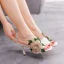 Mode Blanche Faux Diamant Brodé Jardin / Extérieur Sandales Femme 2023 9 cm Talons Aiguilles Peep Toes / Bout Ouvert Sandales Talons Hauts