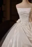 Vintage / Retro White Appliques Wedding Dresses 2025 Ball Gown Strapless Sleeveless Backless Floor-Length / Long Wedding