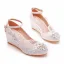 Élégant Blanche Faux Diamant En Dentelle Fleur Chaussure De Mariée 2023 5 cm Compensées À Bout Pointu Mariage Talons