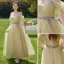 Simple Vert Cendré Robe Demoiselle D'honneur 2022 Princesse Demoiselle D'honneur De l'épaule Manches Courtes Dos Nu Noeud Ceinture Longue Robe Pour Mariage