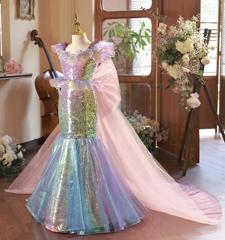 Inhabituel Rougissant Rose Multi-Couleurs Paillettes Anniversaire Robe ...