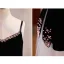 Chic / Beautiful Black Pearl Asymmetrical Flower Girl Dresses 2025 Birthday A-Line / Princess Spaghetti Straps Sleeveless Backless