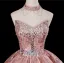 Glitzernden Sexy Pink Perlenstickerei Strass Pailletten Abendkleider 2025 A Linie Off Shoulder Kurze Ärmel Rückenfreies Lange Festliche Kleider