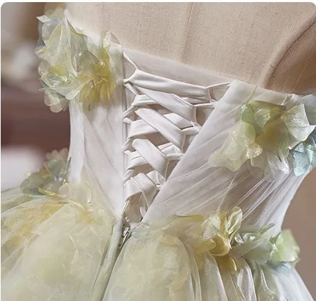 Flower Fairy Sage Green Appliques Homecoming Short Graduation Dresses 2024 Ball Gown Strapless Sleeveless Backless Tulle