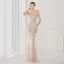 Sparkly Beige Sequins Evening Dresses 2022 A-Line / Princess One-Shoulder Sleeveless Backless Floor-Length / Long Evening Party Formal Dresses