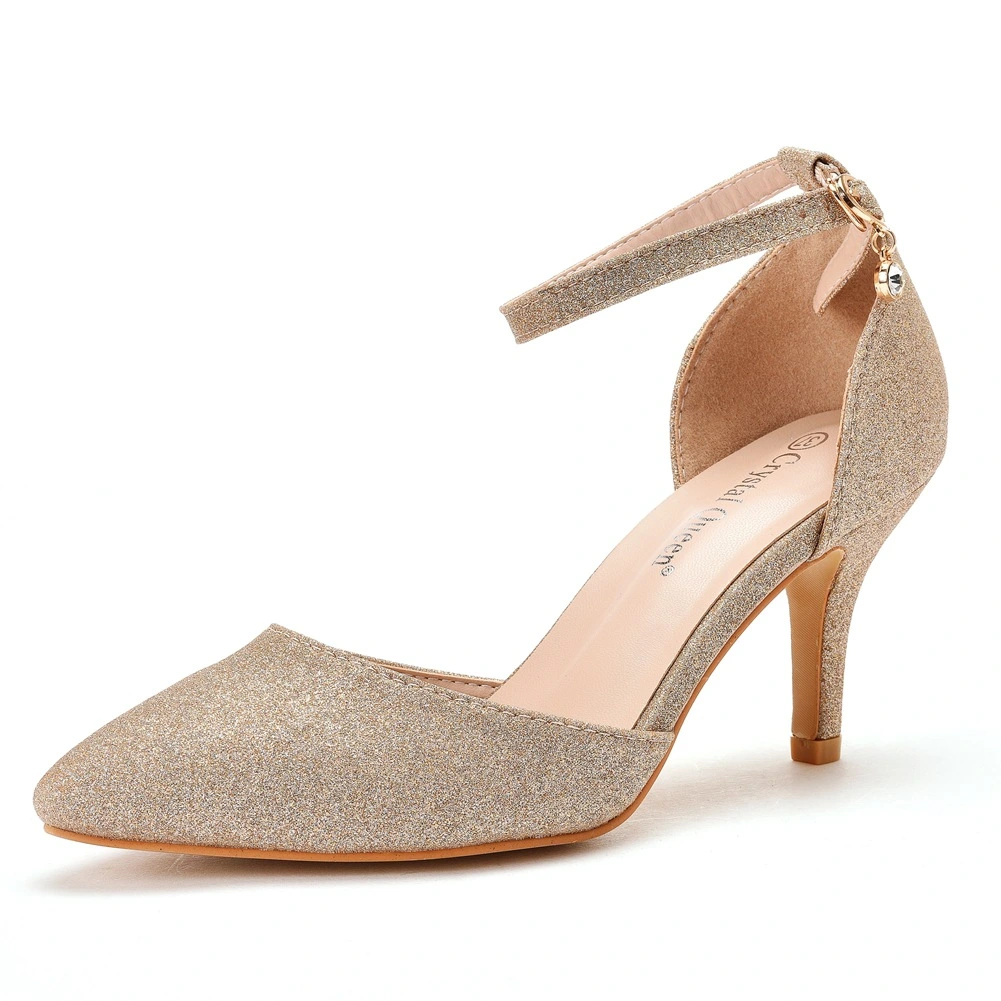 Chic / Beautiful Gold Rhinestone Wedding Shoes 2022 7 cm Stiletto Heels  Pointed Toe Wedding Womens Shoes