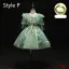 Flower Fairy Sage Green Appliques Lace Flower Birthday Flower Girl Dresses 2024 Ball Gown V-Neck Bell sleeves Court Train Flower Girl Dresses