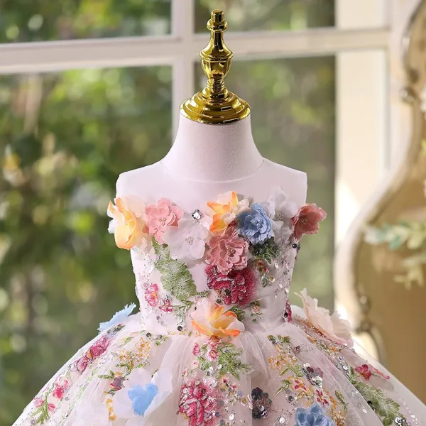 fairy flower girl dresses White Flower Girl Dress with 3D Butterfly 100cm--(2-3Yrs) / White main image 0