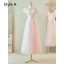 Simple Rougissant Rose Paillettes Robe Demoiselle D'honneur 2024 Princesse Manches Courtes Dos Nu Longue