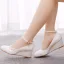Élégant Blanche En Dentelle Fleur Chaussure De Mariée 2022 5 cm Compensées À Bout Rond Mariage Talons Hauts