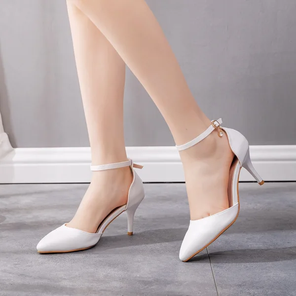 Schlicht Gold Abend Damen schuhe 2022 Knöchelriemen 7 cm Stilettos Spitzschuh Damenschuhe Hochhackige