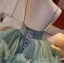 Elegant Jade Green Cascading Ruffles Ruffle Prom Dresses 2024 Ball Gown Spaghetti Straps Sleeveless Backless Court Train Prom Formal Dresses
