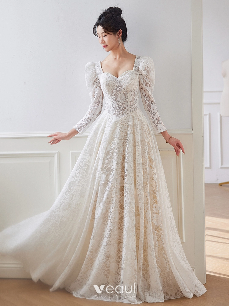 Robe de mariée vintage manche longue hot sale
