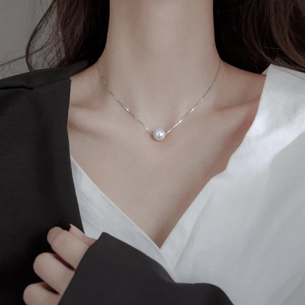 Eleganta Silver Pärla Saterling Silver Halsband Tillbehör 2023