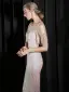 Sparkly Beige Sequins Evening Dresses 2022 Trumpet / Mermaid Scoop Neck Beading Tassel Sleeveless Backless Floor-Length / Long Evening Party Formal Dresses
