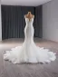 High End Sexy Weiß Perlenstickerei Perle Pailletten Brautkleider / Hochzeitskleider 2024 Ballkleid Bandeau Ärmellos Rückenfreies Kapelle-Schleppe Hochzeit