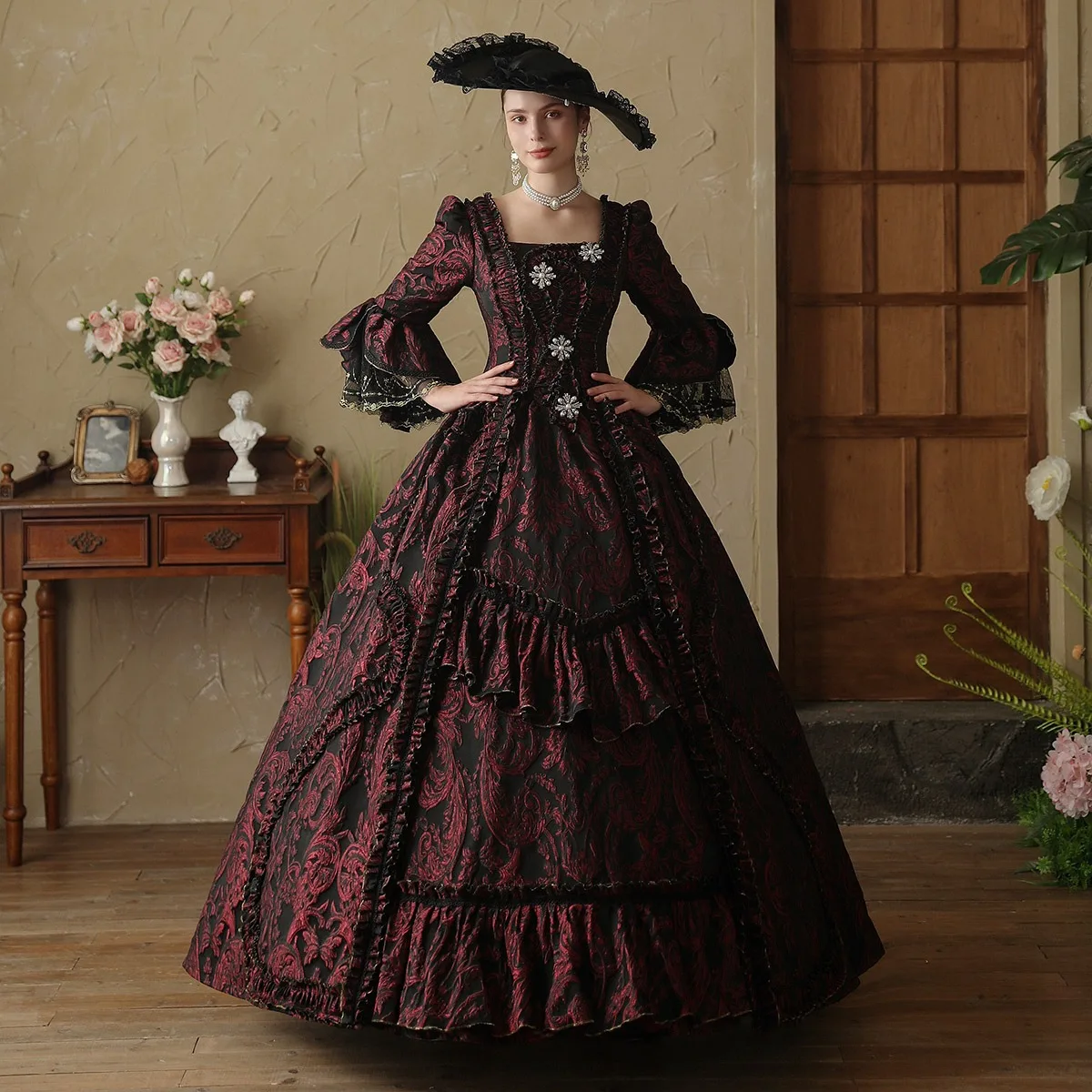 green emerald velvet dress Dark in Love - Gothic Elegant Lace Black - Dress - Black - XL main image 1