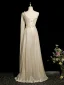 Chic / Beautiful Blushing Pink Pearl Rhinestone Prom Dresses 2024 A-Line / Princess One-Shoulder Sleeveless Backless Floor-Length / Long Prom Formal Dresses