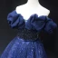 Scintillantes Bleu Marine Perlage Paillettes Robe De Soirée 2023 Princesse De l'épaule Sans Manches Dos Nu Ceinture Longue Soirée Robe De Ceremonie