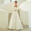 Elegant High-end Ivory Prom Dresses 2022 A-Line / Princess Strapless Short Sleeve Backless Floor-Length / Long Prom Formal Dresses