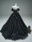 Haut de Gamme Vintage / Originale Noire Appliques Robe De Bal Robe Boule 2025 De l'épaule Manches Courtes Dos Nu Train De Balayage Robe De Ceremonie