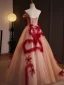 Chic / Belle Bordeaux Perlage Paillettes Robe De Bal 2024 Robe Boule Bustier Sans Manches Dos Nu Longue Promo Robe De Ceremonie
