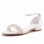 Chic / Beautiful White Pearl Flat Wedding Shoes 2023 Ankle Strap Open / Peep Toe Wedding Sandals