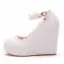Élégant Blanche Perle En Dentelle Fleur Chaussure De Mariée 2023 Bride Cheville 10 cm Compensées À Bout Rond Mariage Talons
