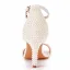 Sexy Beige Pearl Wedding Shoes 2023 Ankle Strap 8 cm Stiletto Heels Open / Peep Toe Wedding Sandals High Heels