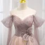 Mooie / Prachtige Oud Roze Rhinestone Pailletten Galajurken 2022 A lijn Uit De Schouder Korte Mouwen Ruglooze Strik Lange Gala Gelegenheid Jurken