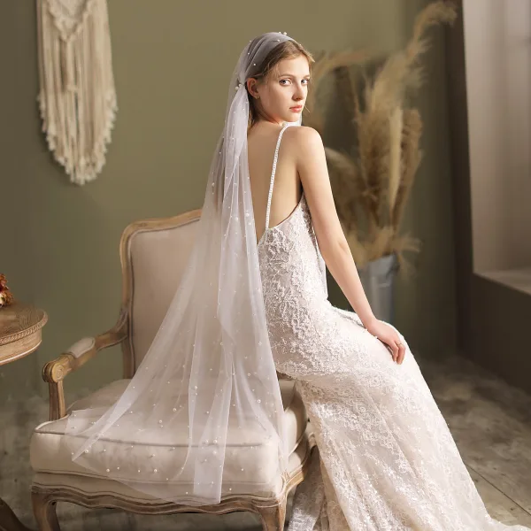 Vintage / Originale Blanche Perle 1 m Voile De Mariée 2025