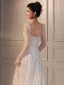 Glitzernden Leichtes Ivory / Creme Perlenstickerei Perle Brautkleider / Hochzeitskleider 2024 A Linie Eckiger Ausschnitt Lange Ärmel Rückenfreies Sweep / Pinsel Zug Hochzeit