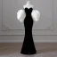 Modest  Black Evening Dresses 2023 Trumpet / Mermaid Strapless Puffy Short Sleeve Backless Floor-Length / Long Evening Party Formal Dresses
