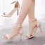 Sexy Beige Pearl Wedding Shoes 2023 Ankle Strap 8 cm Stiletto Heels Open / Peep Toe Wedding Sandals High Heels