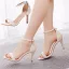 Sexy White Pearl Ankle Strap Wedding Shoes 2024 8 cm Stiletto Heels Open / Peep Toe Wedding Sandals High Heels