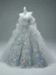 Luxury / Gorgeous Grey Handmade  Appliques Prom Dresses 2025 Ball Gown Off-The-Shoulder Short Sleeve Backless Court Train Prom Formal Dresses