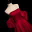 Chic / Beautiful Burgundy Satin Prom Dresses 2023 A-Line / Princess Strapless Short Sleeve Backless Bow Floor-Length / Long Prom Formal Dresses
