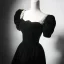 Vintage / Retro Black Velvet Homecoming Graduation Dresses 2024 A-Line / Princess Square Neckline Pearl Puffy Short Sleeve Backless Tea-length Formal Dresses