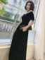 Chic / Belle Noire Daim Robe De Bal 2022 Princesse De l'épaule Manches Courtes Dos Nu Longue Promo Robe De Cérémonie