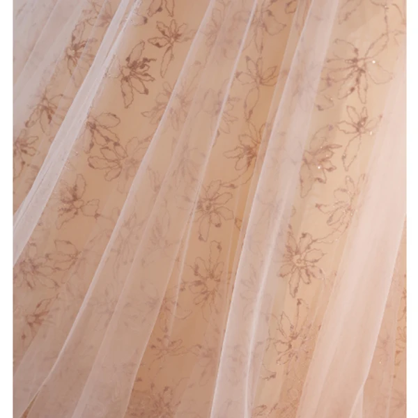 Chic / Beautiful Champagne Sequins Prom Dresses Square Neckline 2023 A-Line / Princess Puffy Short Sleeve Backless Floor-Length / Long Prom Formal Dresses