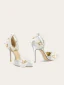 Charmant Argenté En Dentelle Fleur Appliques Chaussure De Mariée 2023 Cuir Perle Bride Cheville 10 cm Talons Aiguilles À Bout Pointu La Mariée Chaussure De Mariée