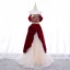 Vintage / Retro Burgundy Suede Printing Prom Dresses 2022 A-Line / Princess Square Neckline Short Sleeve Backless Floor-Length / Long Formal Dresses