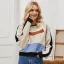 Confortable Femme Tomber Kaki Ample Sweats 2021 Encolure Dégagée Désinvolte Hiver Coton Manches Longues Patchwork Hauts