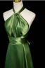 Modest / Simple Green Split Front Evening Dresses High Neck 2024 A-Line / Princess Sleeveless Backless Bow Floor-Length / Long Evening Party Formal Dresses