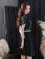 Audrey Hepburn Style Black Rhinestone Evening Dresses Party Dresses 2022 A-Line / Princess Square Neckline Puffy Short Sleeve Knee-Length Evening Party Formal Dresses