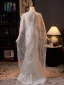 Luxury / Gorgeous Grey Handmade  Beading Pearl Sequins Evening Dresses 2025 Trumpet / Mermaid Scoop Neck Short Sleeve Floor-Length / Long Evening Party Formal Dresses