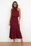 Fashion Beige Street Wear Holiday Women Dresses 2023 High Neck Tea-length Womens Clothing