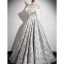 Elegant Ivory Printing Prom Dresses 2023 A-Line / Princess Spaghetti Straps Short Sleeve Backless Floor-Length / Long Prom Formal Dresses