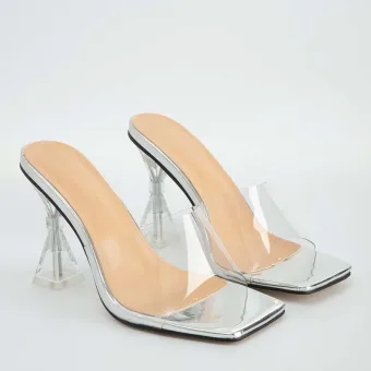 Transparent Argenté Cocktail Cristal Sandales Femme 2022 9 Cm Talons Aiguilles Peep Toes Bout Ouvert Sandales Talons Hauts