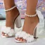 Charmant Weiß Perle Knöchelriemen Applikationen Brautschuhe 2026 10 cm Thick Heels Peeptoes Hochzeit Sandaletten Hochhackige